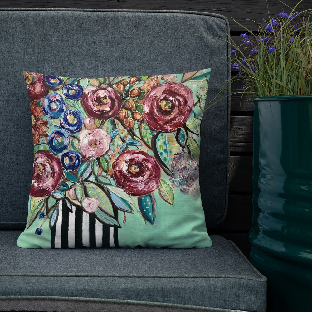 Kuddfodral linnestruktur - Blommor i vas