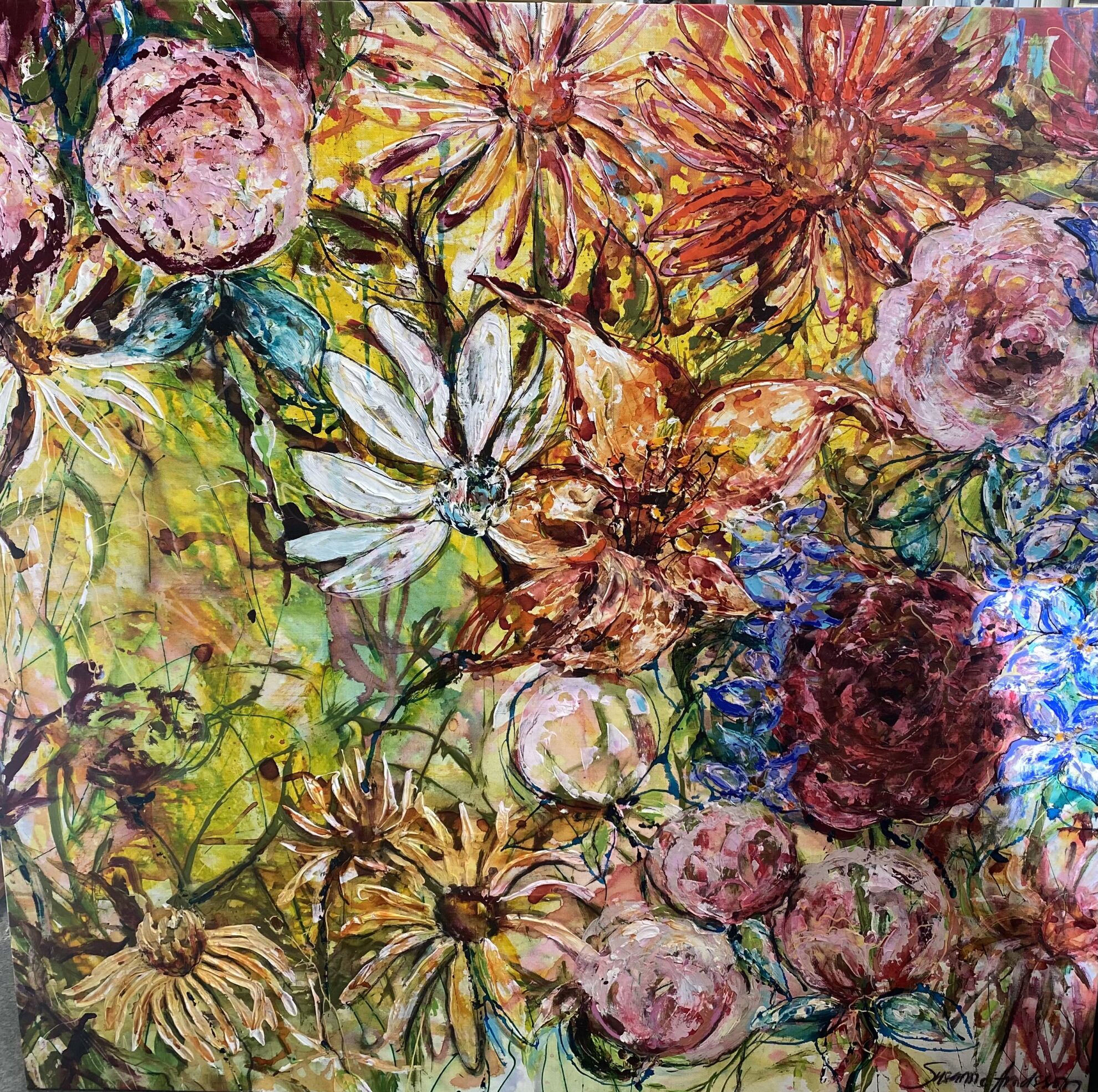 Stor färgstark tavla - Hav av dofter