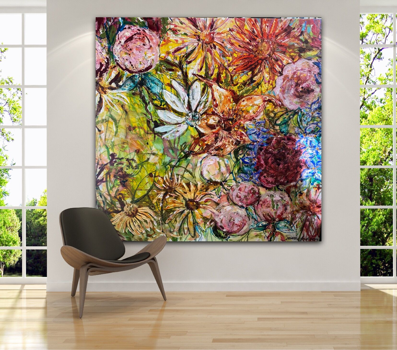 Stor färgstark tavla - Hav av dofter