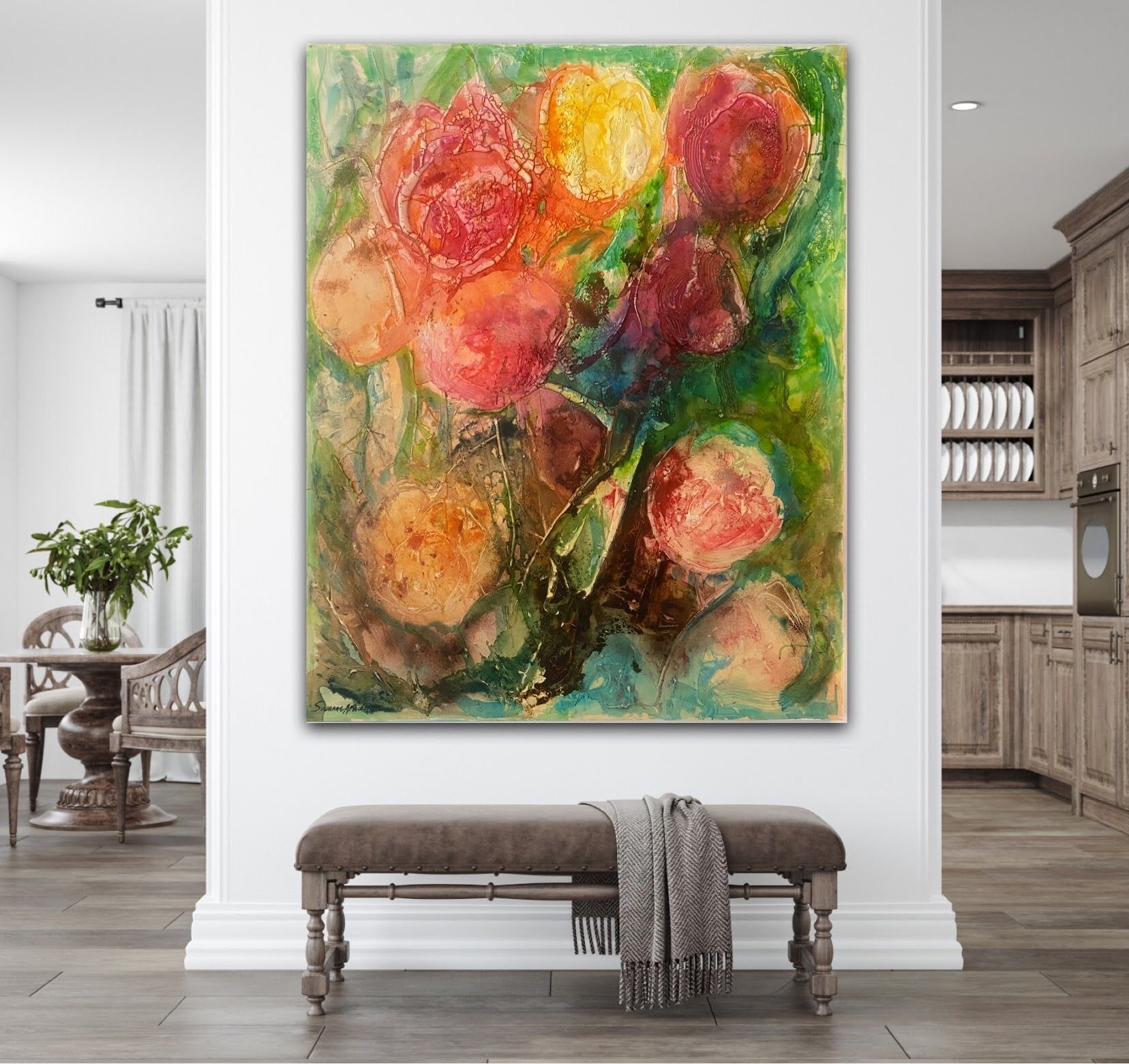 Stor färgglad tavla - Tulpaner