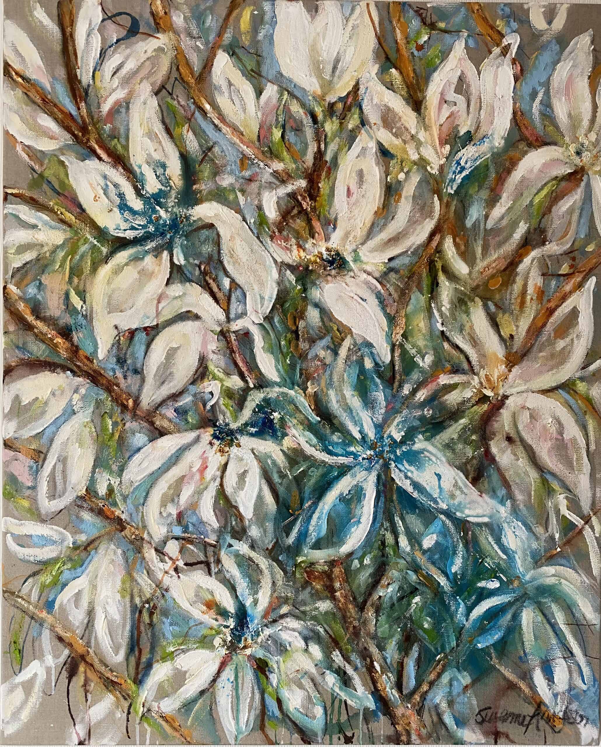 Tavlor konst till salu är titeln på denna tavlan som har ett motiv med Magnolia blommor.