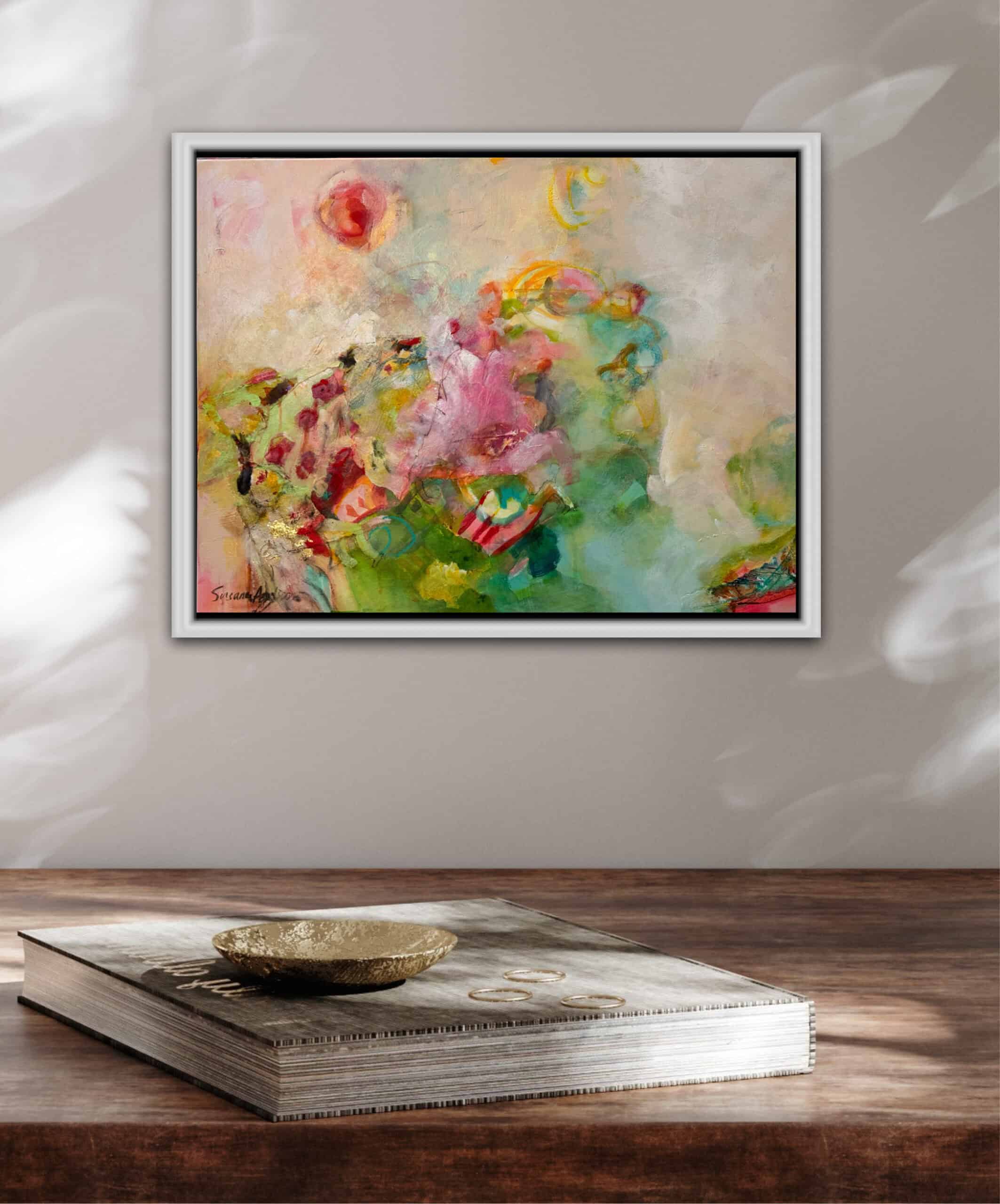 Abstrakt originalmålning i blandteknik