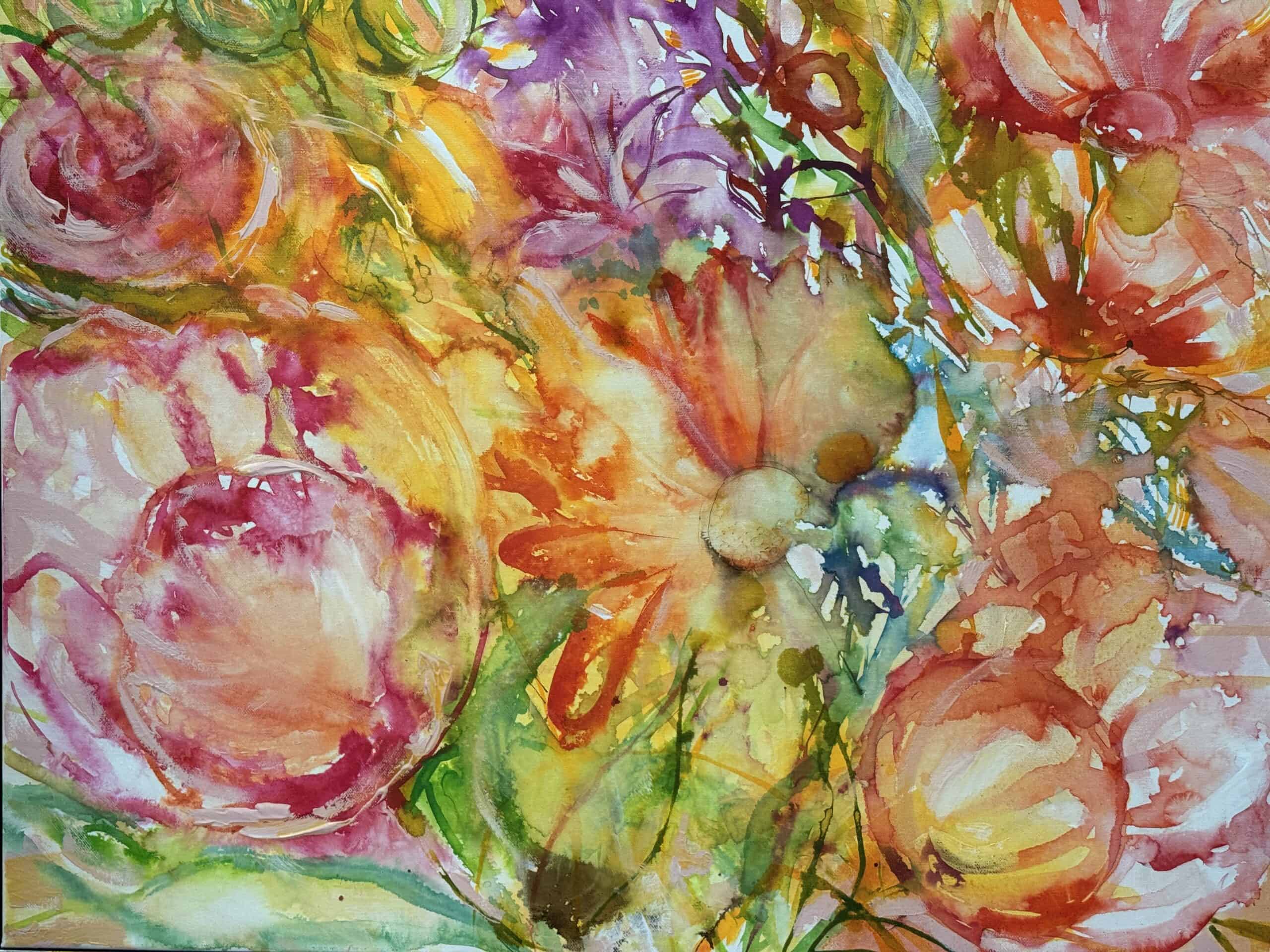 Handmålad tavla med blommotiv - Bild 5