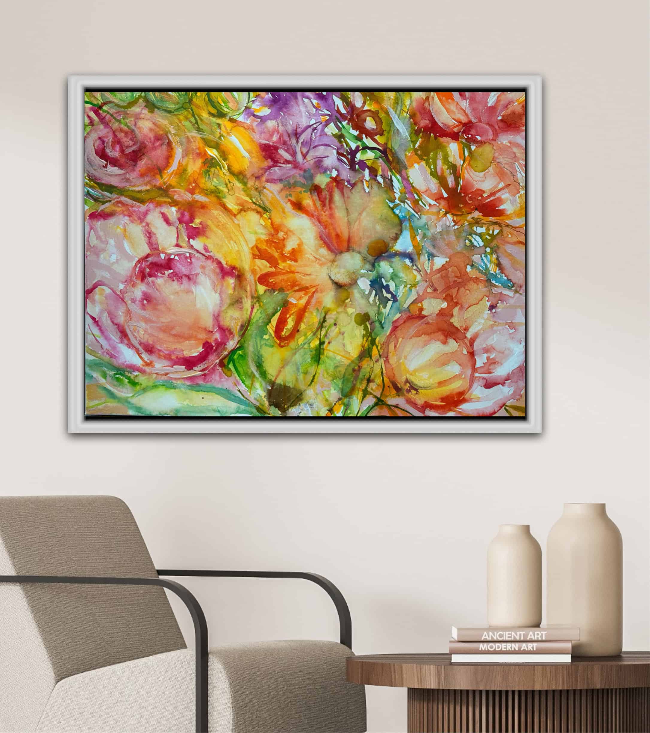 Handmålad tavla med blommotiv - Bild 3